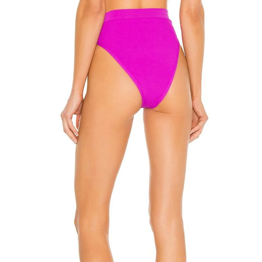 l*space Swim High Waist Frenchi Bitsy‎ Ribbed Bikini Bottom Pitaya Large